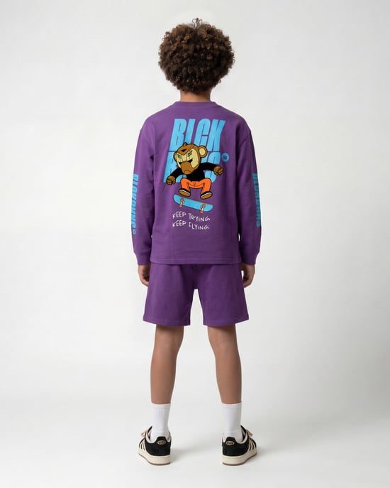 Black Bananas Kinderen Keep flying Twin Set, Paars - Image 2