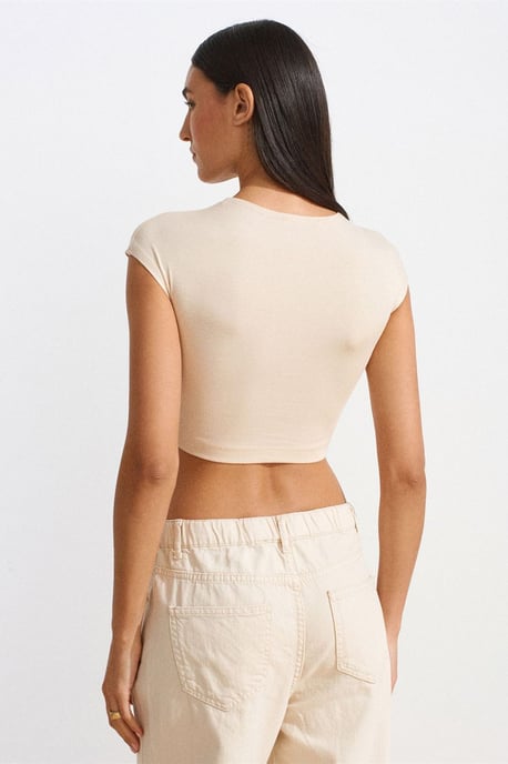 Slim Fit Crop Jersey Blouse - Image 2