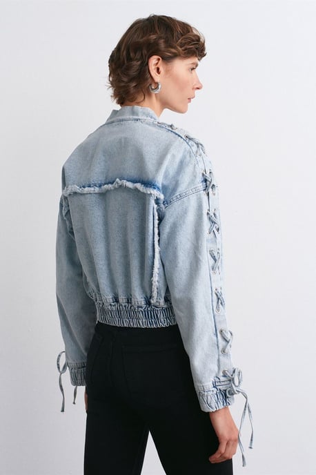 Dames Gecropte Denim Jacket Met HemdCol - Image 2