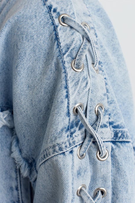 Dames Gecropte Denim Jacket Met HemdCol - Image 4