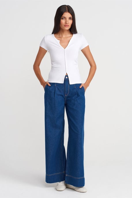 Hoog-Waisted Wijde Jeans van Katoen - Image 1