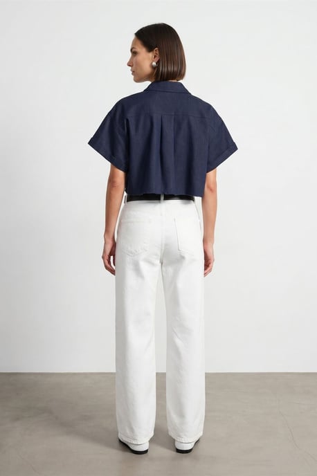 Hoge Taille Wijde Pijpen Katoenen Denim Jeans - Image 2