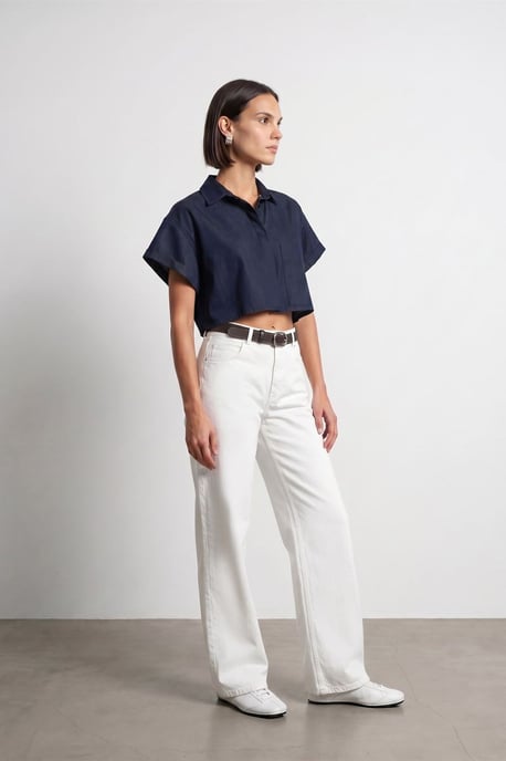 Hoge Taille Wijde Pijpen Katoenen Denim Jeans - Image 3