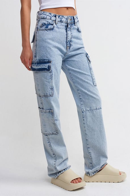 Hoogwaardige Wijde Cargo Jeans met Hoge Taille - Image 3