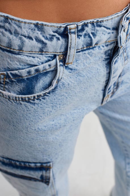 Hoogwaardige Wijde Cargo Jeans met Hoge Taille - Image 4