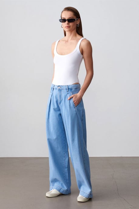 Hoog-Waisted Wijde Jeans van Katoen - Image 1