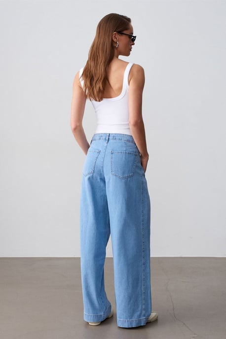 Hoog-Waisted Wijde Jeans van Katoen - Image 2