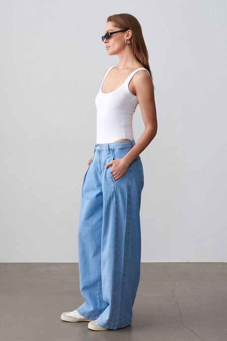 Hoog-Waisted Wijde Jeans van Katoen - Image 4