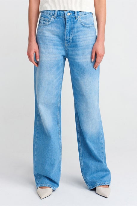 Hoge taille wijde pijpen katoen denim jeans - Image 3
