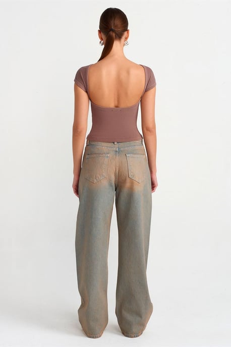 Dames Mid-Waist Wijde Pijpen Katoenen Jeans - Image 2