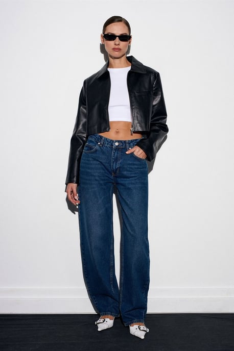 Dames Lage Taille Wijde Pijpen Jeans - Image 1