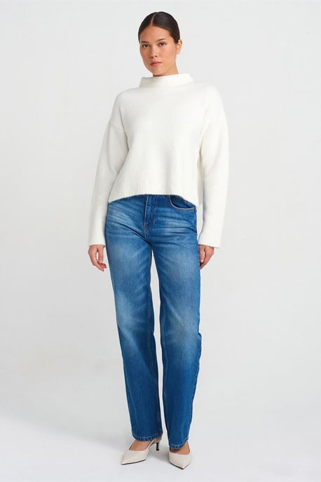 High-Waisted Recht Gesneden Katoenen Jeans - Image 1