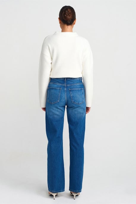 High-Waisted Recht Gesneden Katoenen Jeans - Image 2