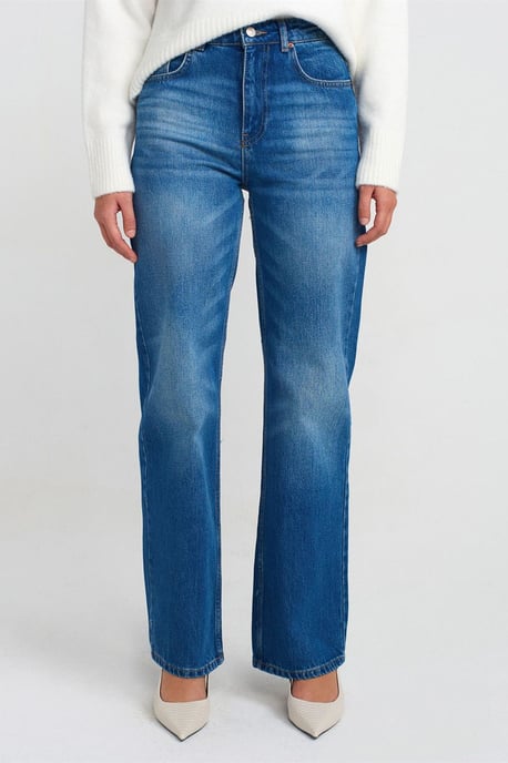 High-Waisted Recht Gesneden Katoenen Jeans - Image 3