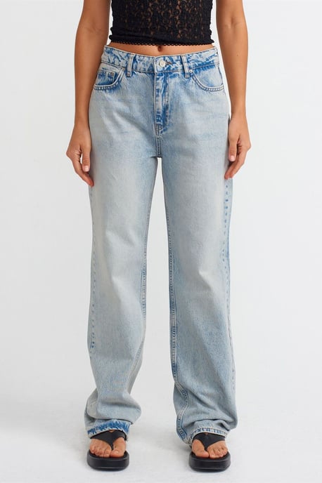 High-Waisted Recht Gesneden Katoenen Jeans - Image 3