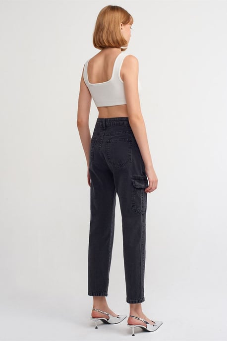 Hoge Taille Rechte Cargo Jeans - Image 2