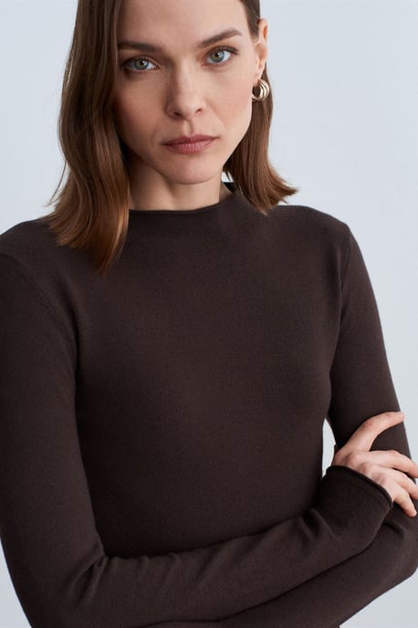 Dames Slim-fit Geribbelde Halflange Coltrui - Image 1