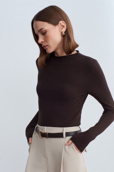 Dames Slim-fit Geribbelde Halflange Coltrui - Image 3