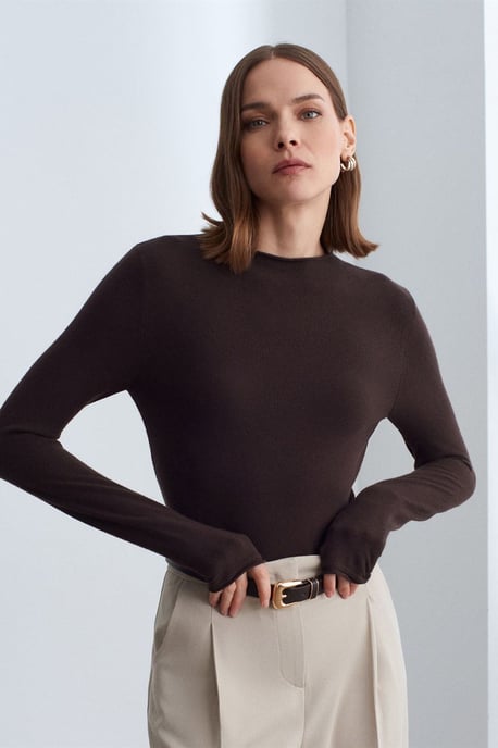 Dames Slim-fit Geribbelde Halflange Coltrui - Image 4