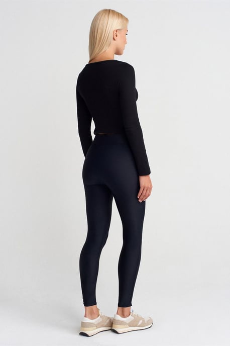 High-Waisted Skinny Leggings met Ritsdetails - Image 2
