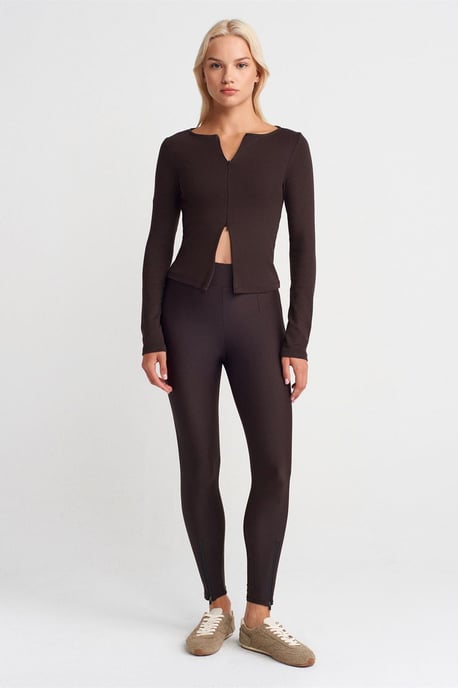Hoge Taille Skinny Legging met Ritssluiting Detail - Image 1