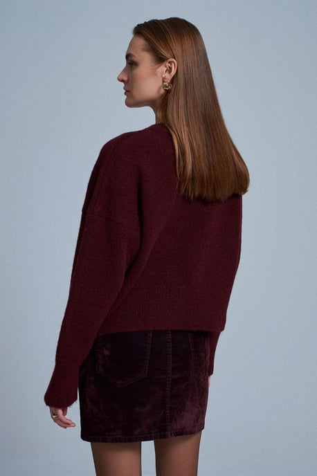 Dames V-hals Geribbelde Breisweater - Image 3