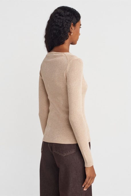 Dames Slim Fit V-hals Geribbelde Trui - Image 2