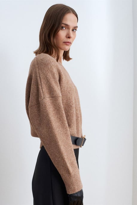 Dames V-hals Ribbels Breiselsweater - Image 4