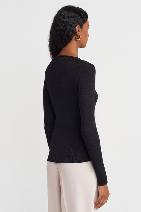 Dames Slim Fit V-hals Geribbelde Trui - Image 2