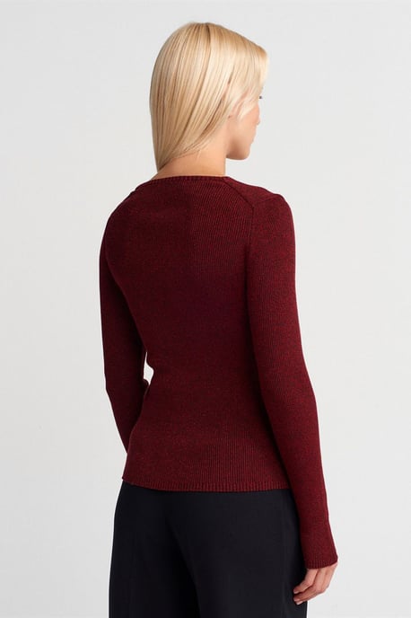 Dames Slim Fit V-hals Ribbeltrui - Image 2