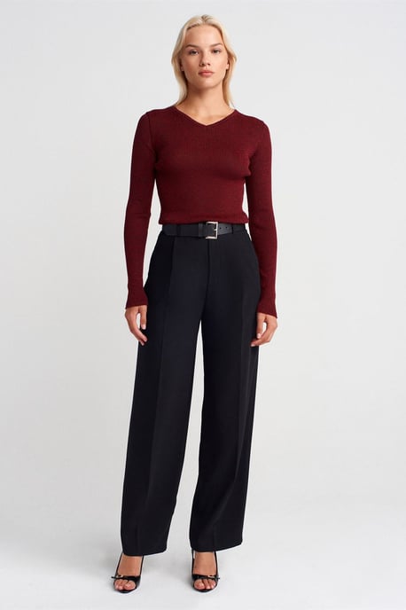 Dames Slim Fit V-hals Ribbeltrui - Image 4