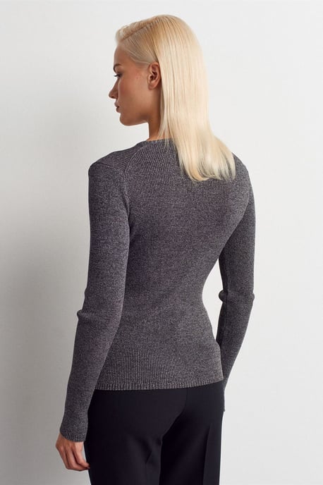 Dames Slim Fit V-Hals Ribbelsweater - Image 2