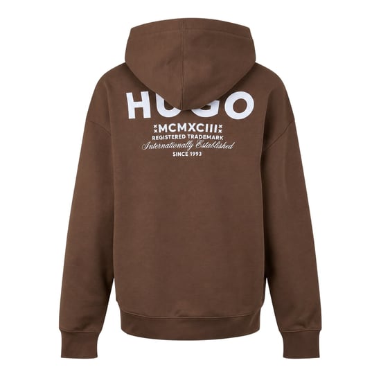 Hugo Heren Logo Katoen Overhead Relaxed Fit Hoodie (Donkerbruin) - Image 2