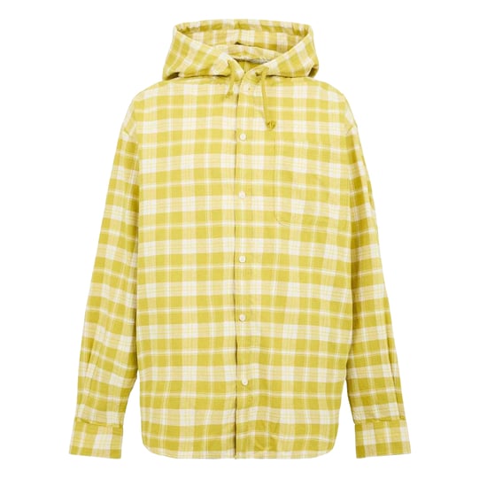Diesel Unisex geruit overhemd met kap met lange mouwen voor volwassenen (Geel) - Image 2