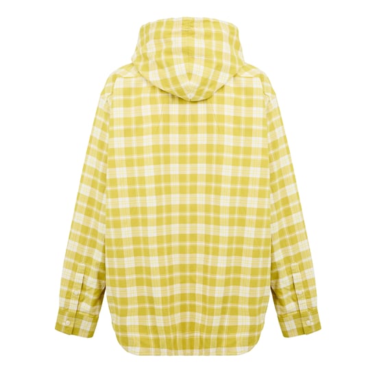 Diesel Unisex geruit overhemd met kap met lange mouwen voor volwassenen (Geel) - Image 3