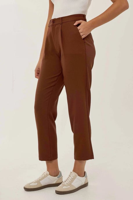 Hoge taille geplooide pijpbroek - Image 3