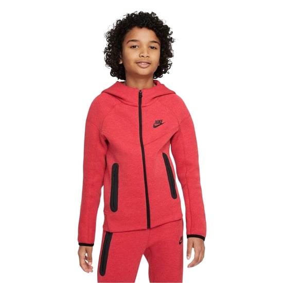 Nike Technische fleece-hoodie met doorlopende rits voor kinderen (Rood/zwart) - Image 1
