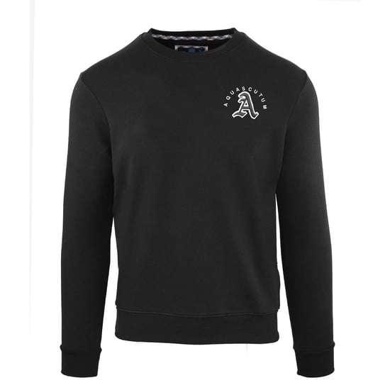 Aquascutum Heren Logo Katoenen Ronde Hals Sweatshirt (Zwart) - Image 1
