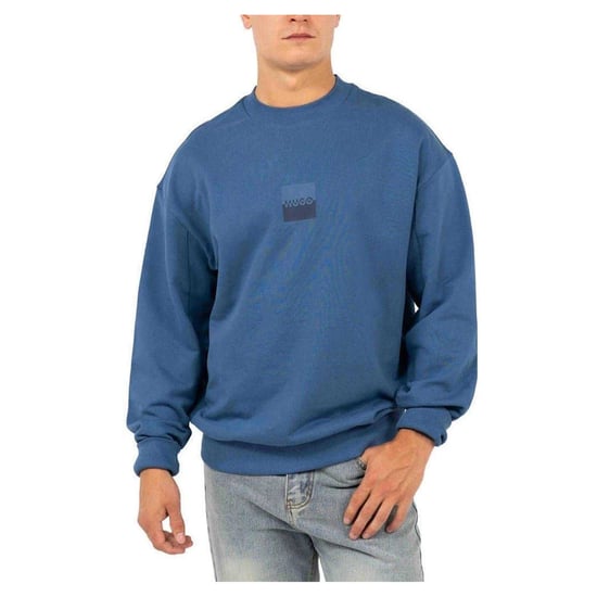 Hugo Heren-sweatshirt met logo en verlaagde schouders, normale pasvorm (Medium Blauw) - Image 1