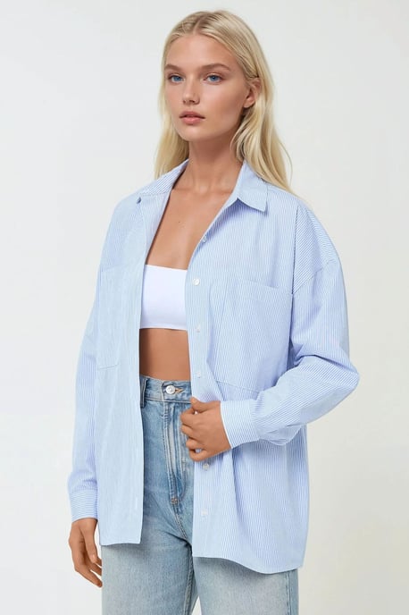 Gestreepte Regular Fit Lange Mouw Zachte Shirt - Image 2