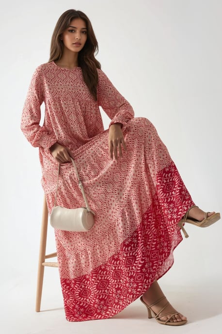 Geprinte Viscose Maxi Jurk met Ronde Hals - Image 2