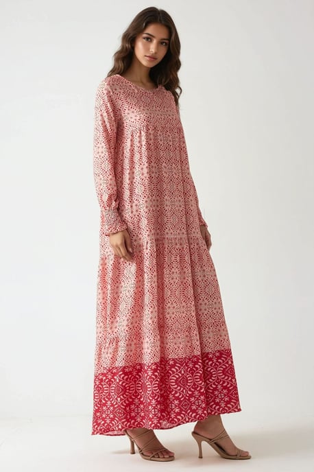 Geprinte Viscose Maxi Jurk met Ronde Hals - Image 4