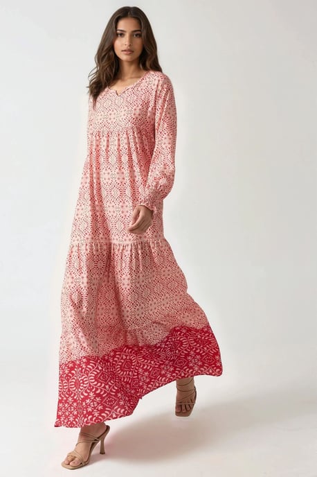 Geprinte Viscose Maxi Jurk met Ronde Hals - Image 5