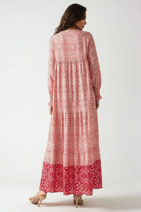 Geprinte Viscose Maxi Jurk met Ronde Hals - Image 6