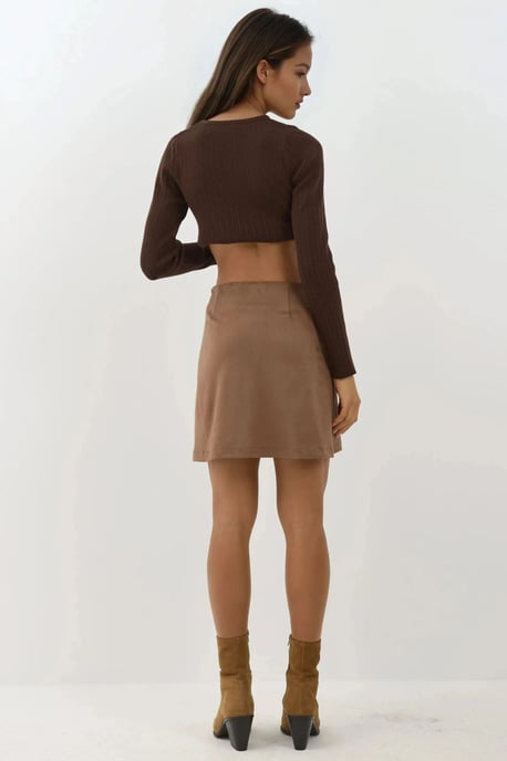 Hoge Taille Mini Suède Rok met Splits - Image 4