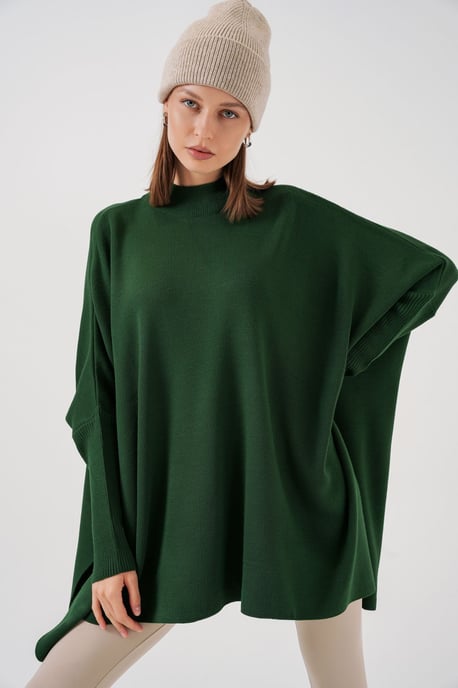 Oversized Halflange Col Lange Mouwen Gebreide Trui - Image 1