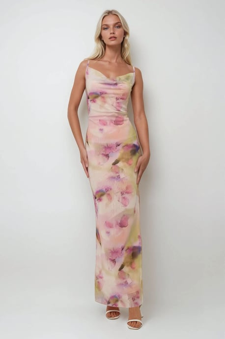 Geprinte Bodycon Maxi Tulle Jurk - Image 2