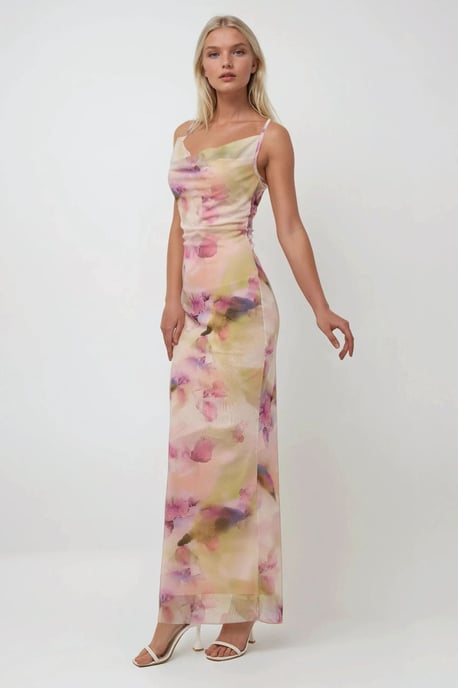 Geprinte Bodycon Maxi Tulle Jurk - Image 4