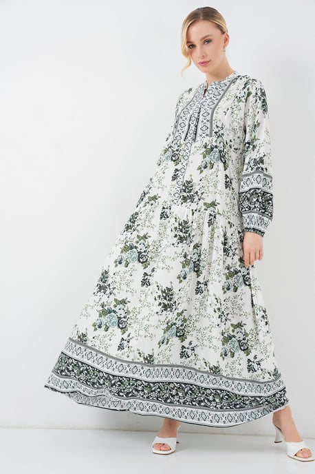 Geprinte V-hals Maxi-jurk - Image 1