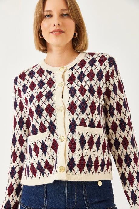 Jacquard Gebreide Vest met Zakken - Image 4